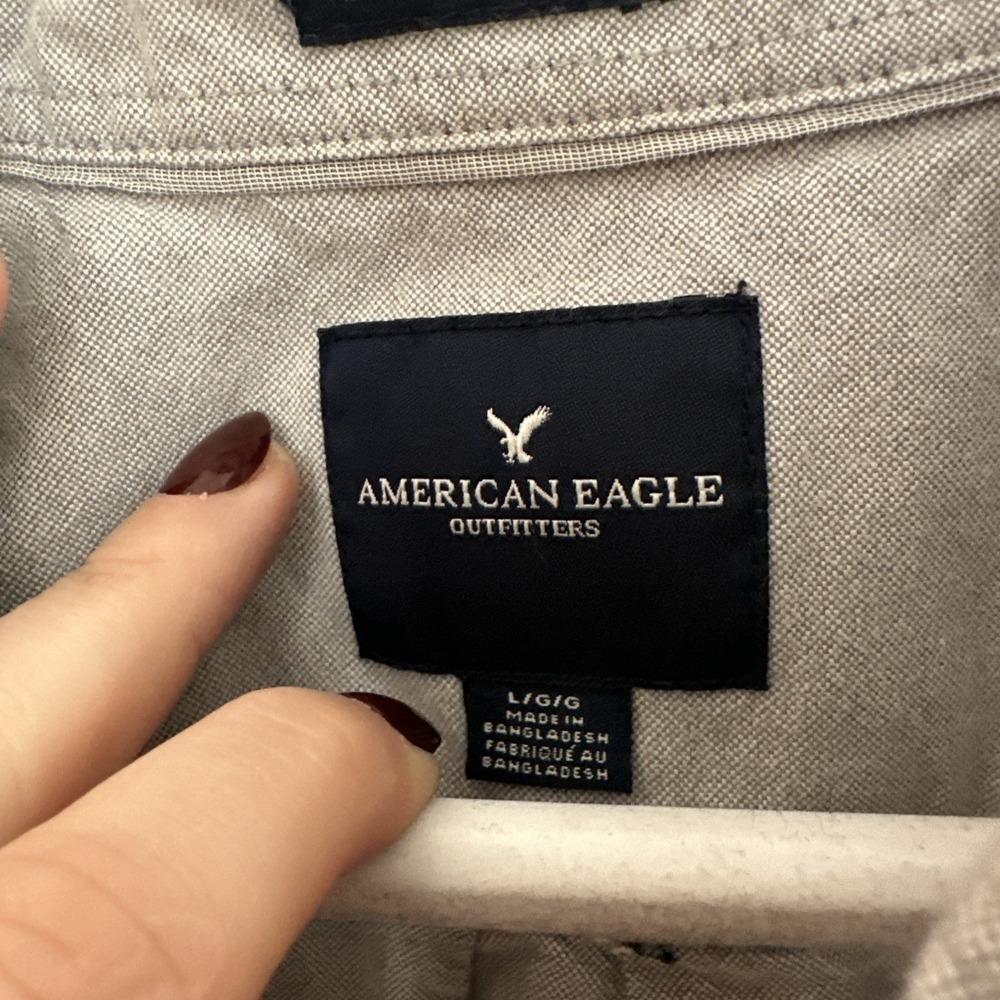 American Eagle Soft Mens Grey Short Sleeve Shirt 100% Cotton‎ Size Large - Picture 6 of 9